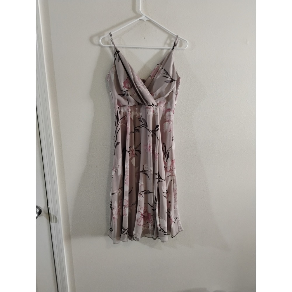 Lulus Mauve Floral Midi Dress Surplice V-Neck Adjustable Straps Size M